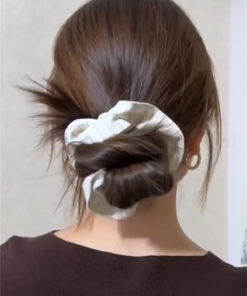 Korean-Style Striped Big Intestine Hair Tie - Trendy High-End Hair Accessory for 2025 Fashion