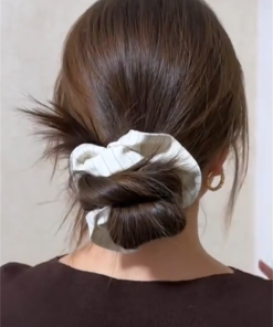 Korean-Style Striped Big Intestine Hair Tie - Trendy High-End Hair Accessory for 2025 Fashion