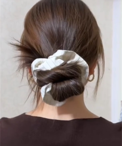 Korean-Style Striped Big Intestine Hair Tie - Trendy High-End Hair Accessory for 2025 Fashion