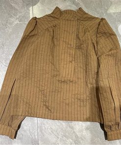 Korean Style Striped Long Sleeve Shirt for Women, Elegant Puff Sleeve Top, Versatile Autumn Fashion