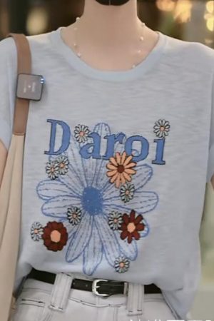Korean Style Summer 2025 Thin Knit Short Sleeve Women's T-Shirt - Loose Slim Fit Round Neck Top for Effortless Chic