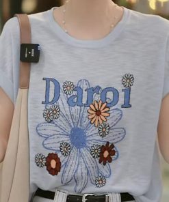 Korean Style Summer 2025 Thin Knit Short Sleeve Women's T-Shirt - Loose Slim Fit Round Neck Top for Effortless Chic