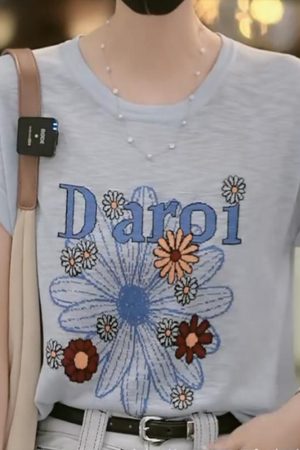 Korean Style Summer 2025 Thin Knit Short Sleeve Women's T-Shirt - Loose Slim Fit Round Neck Top for Effortless Chic