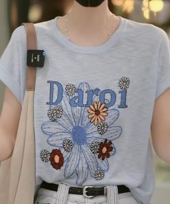 Korean Style Summer 2025 Thin Knit Short Sleeve Women's T-Shirt - Loose Slim Fit Round Neck Top for Effortless Chic