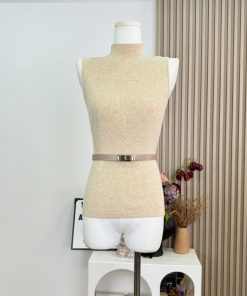 Korean Style Summer Elegant Sleeveless Knitted Top with Half High Neck and Waist-Defined Design in Solid Color