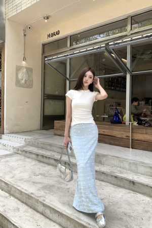 Korean-Style Summer Long Skirt with Bow Print and Lace Floral Fishtail Design - Vacation Fashion Essential