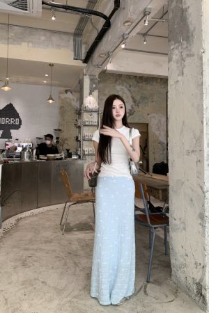Korean-Style Summer Long Skirt with Bow Print and Lace Floral Fishtail Design - Vacation Fashion Essential