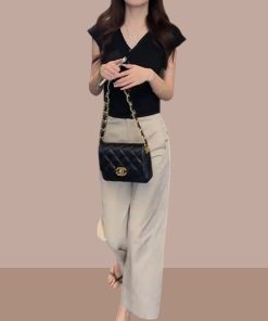 Korean Style Summer Outfit Set for Women - Short Sleeve Top & High-Waisted Slimming Casual Pants, Two-Piece Set