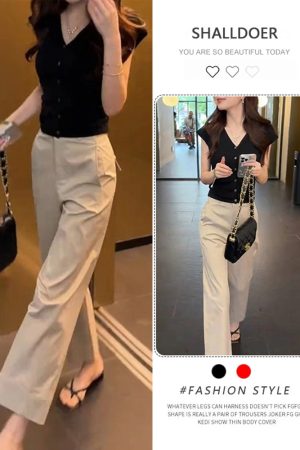 Korean-Style Summer Two-Piece Outfit Set for Women - Short Sleeve Top & High-Waisted Slimming Casual Pants