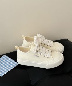 Korean Style Thick-Soled Canvas Sneakers for Women - Versatile Two-Wear Comfortable Shoes, 2025 Trendy Fashion Footwear