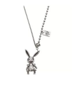 Korean Style TikTok Long Bracelet for Women, 2025 Pure Silver Clavicle Chain with Fairy Rabbit Design, Sweet and Cute Accessory