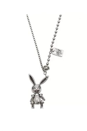 Korean Style TikTok Long Bracelet for Women, 2025 Pure Silver Clavicle Chain with Fairy Rabbit Design, Sweet and Cute Accessory