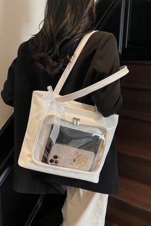 Korean Style Transparent Jelly Tote Bag for Women, Soft Girl Shoulder Bag, Trendy 2025 Fashion Accessory