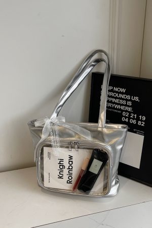Korean Style Transparent Jelly Tote Bag for Women, Soft Girl Shoulder Bag, Trendy 2025 Fashion Accessory