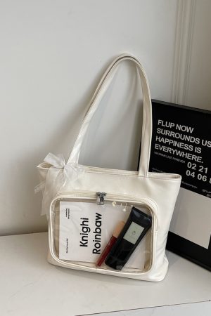 Korean Style Transparent Jelly Tote Bag for Women, Soft Girl Shoulder Bag, Trendy 2025 Fashion Accessory