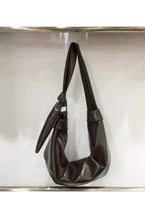 Korean Style Vintage Soft Leather Dumpling Bag - Large Capacity, Wrinkled Design, Casual Shoulder & Crossbody Bag for Effortless Style