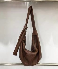 Korean Style Vintage Soft Leather Dumpling Bag - Large Capacity, Wrinkled Design, Casual Shoulder & Crossbody Bag for Effortless Style