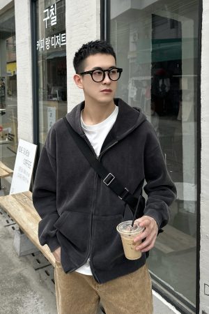 Korean-Style Washed Thickened Hooded Sweatshirt for Autumn Winter | Casual Versatile Jacket