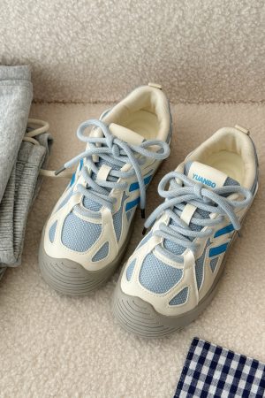Korean Style White Thick-Soled Sneakers for Women â€“ 2025 Versatile Soft-Sole Training and Hiking Shoes