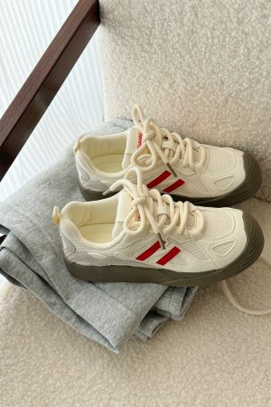 Korean Style White Thick-Soled Sneakers for Women â€“ 2025 Versatile Soft-Sole Training and Hiking Shoes