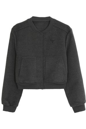 Korean Style Women's Baseball Jacket, Woolen Cardigan for Autumn & Winter, Casual Small Size, 2025 Fashion Essential