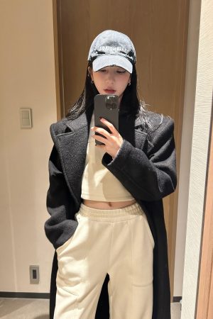Korean Style Women's Black Oversized Woolen Coat | Unisex High-End Long Overcoat