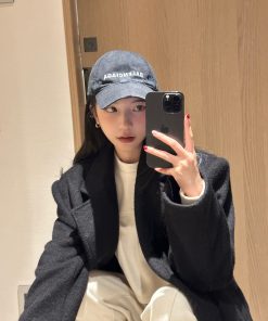 Korean Style Women's Black Oversized Woolen Coat | Unisex High-End Long Overcoat