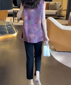 Korean Style Women's Slim-Fit Lapel Top and Wide-Leg Pants Two-Piece Set - 2025 Summer Fashion Outfit