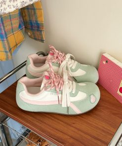 Korean Style Women's Thick-Soled Sneakers - Versatile White Casual Training Shoes for Spring Summer 2025