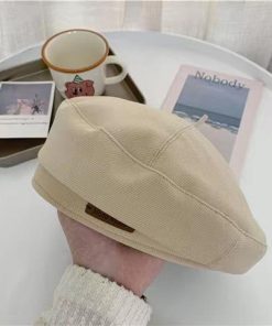 Korean Style Women's Wool Beret, Retro Japanese Pumpkin Hat, Versatile Autumn Winter Painter Cap, Trendy British Design