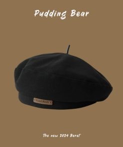 Korean Style Women's Wool Beret, Retro Japanese Pumpkin Hat, Versatile Autumn Winter Painter Cap, Trendy British Design