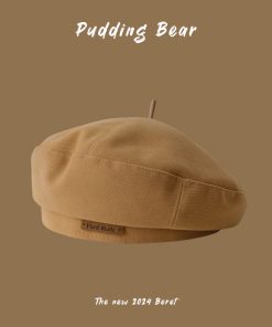 Korean Style Women's Wool Beret, Retro Japanese Pumpkin Hat, Versatile Autumn Winter Painter Cap, Trendy British Design
