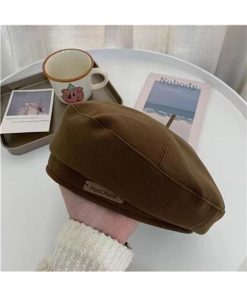Korean Style Women's Wool Beret, Retro Japanese Pumpkin Hat, Versatile Autumn Winter Painter Cap, Trendy British Design