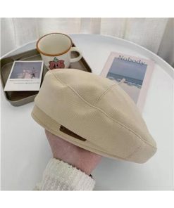 Korean Style Women's Wool Beret, Retro Japanese Pumpkin Hat, Versatile Autumn Winter Painter Cap, Trendy British Design