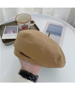 Korean Style Women's Wool Beret, Retro Japanese Pumpkin Hat, Versatile Autumn Winter Painter Cap, Trendy British Design