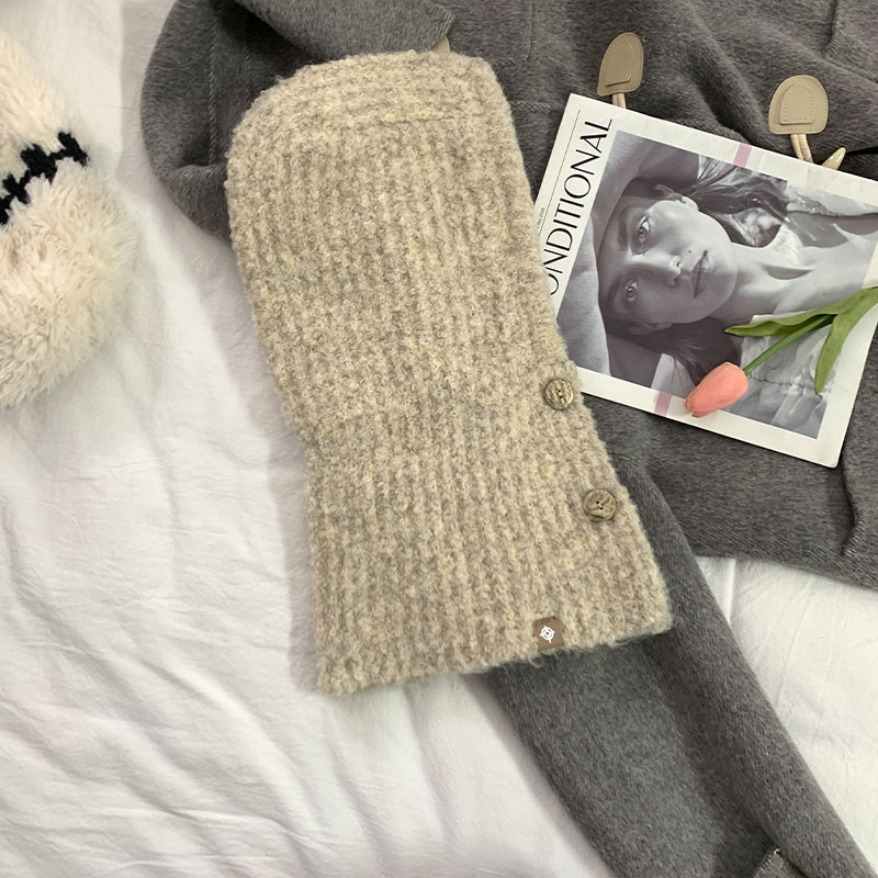 Korean Style Wool Knitted Scarf Hat for Women - 2025 Winter Cycling Neck Guard with Face-Shaping Design Korean Style Wool Knitted Scarf Hat for Women - 2025 Winter Cycling Neck Guard with Face-Shaping Design