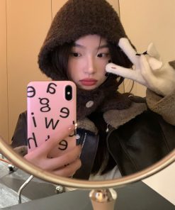 Korean Style Wool Knitted Scarf Hat for Women - 2025 Winter Cycling Neck Guard with Face-Shaping Design