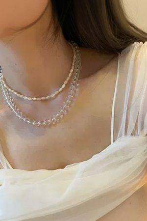 Korean Transparent White Crystal High-End Necklace - Sweet Collarbone Chain for Spring Summer INS Style Fashion