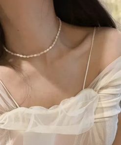 Korean Transparent White Crystal High-End Necklace - Sweet Collarbone Chain for Spring Summer INS Style Fashion