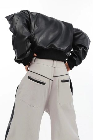 Kpop Idol Fashion Female Casual, Japanese Elegant Fashion - Cyberpunk Faux Leather Pants