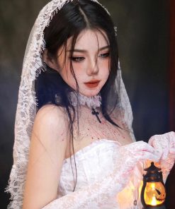 Lace Choker Necklace with Cross for Women - Sweet Cool Sexy Cosplay Collarbone Chain, Perfect for Y2K and Gothic Styles