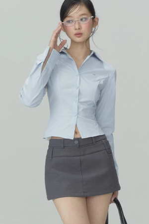 Lace Hollow Blue Shirt for Women - High-End Light Luxury, Age-Reducing Stylish Design, Perfect for Weekend and Casual Wear