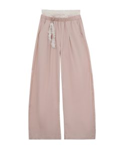 Lace Spliced Double Waistband Casual Pants for Women - Trendy Curved Long Pants for Summer 2025, Y2K Style