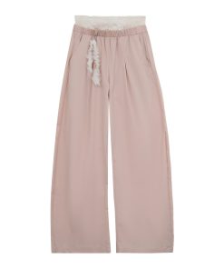 Lace Spliced Double Waistband Casual Pants for Women - Trendy Curved Long Pants for Summer 2025, Y2K Style