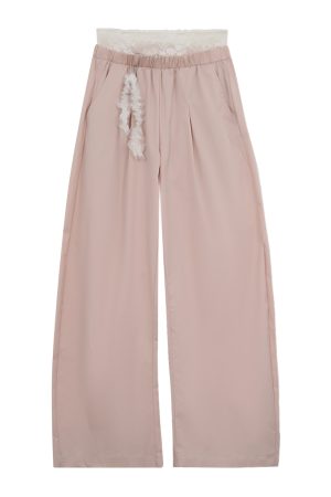 Lace Spliced Double Waistband Casual Pants for Women - Trendy Curved Long Pants for Summer 2025, Y2K Style