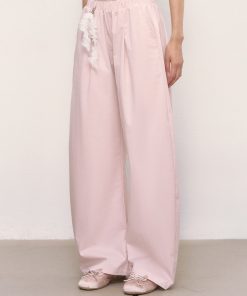 Lace Spliced Double Waistband Casual Pants for Women - Trendy Curved Long Pants for Summer 2025, Y2K Style