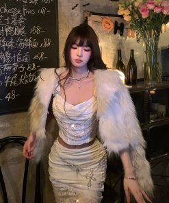 Lace Sweet and Spicy Bodycon Top with Mermaid Skirt - Elegant Winter Outfit for Young Ladies, Perfect for Night Banquets and Formal Events