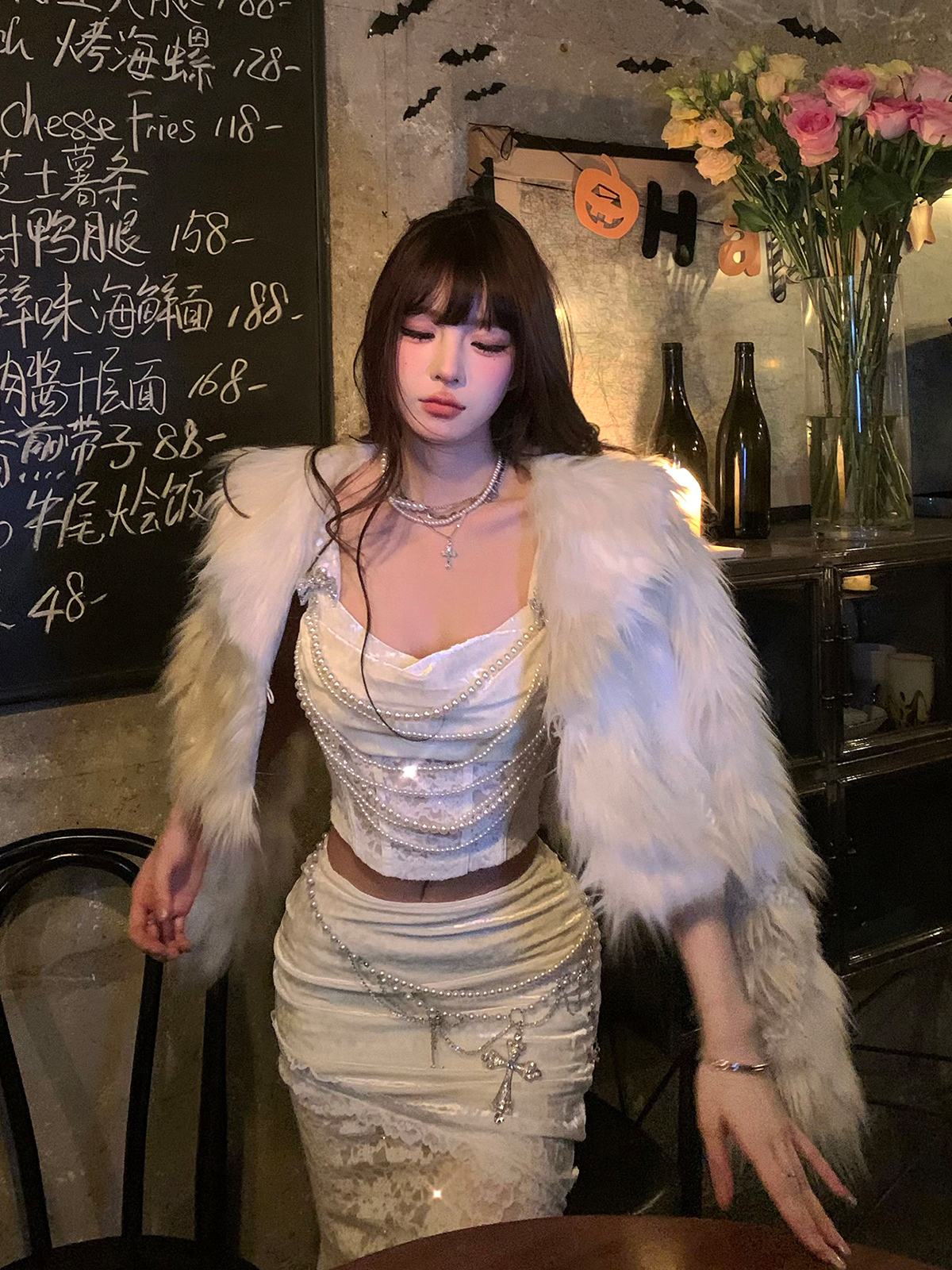 Lace Sweet and Spicy Bodycon Top with Mermaid Skirt - Elegant Winter Outfit for Young Ladies, Perfect for Night Banquets and Formal Events Lace Sweet and Spicy Bodycon Top with Mermaid Skirt - Elegant Winter Outfit for Young Ladies, Perfect for Night Banquets and Formal Events