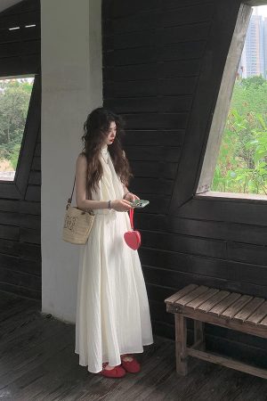 Lace-Trimmed Sleeveless Halter Top & Long Skirt Two-Piece Set - French Style Summer Fashion Trend for Women