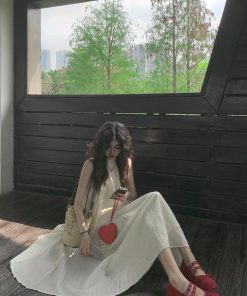 Lace-Trimmed Sleeveless Halter Top & Long Skirt Two-Piece Set - French Style Summer Fashion Trend for Women